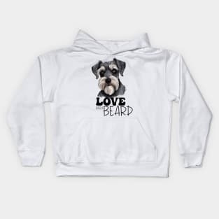 Love Has A Beard Schnauzer Dog Lovers Art Kids Hoodie